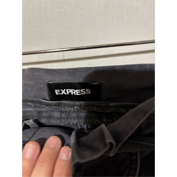 Express Women's Size 4R Regular High Rise Stretch Charcoal Grey Mom Pants - Picture 4 of 6